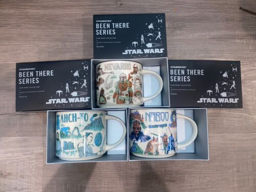 2022 Starbucks Disney Star Wars Been There Mug Set Naboo Nevarro Ahch-To NEW