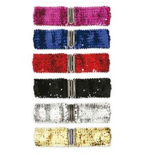 Damen Pailletten Stretch Gürtel Bindegürtel Taillengürtel Hüftgürtel Karneval