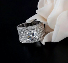 Old European Cut 4.62CT White Cubic Zirconia Engagement Royal Art Deco Ring Band