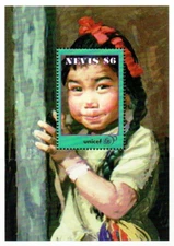 Nevis #SGMS1025 MNH S/S 1996 United Nations UNICEF Young Girl Bow [974]