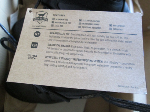 NIB Men's IRISH SETTER by Red Wing Kasota Waterproof Safety Work 6" Boots 12 EE - Picture 8 of 9