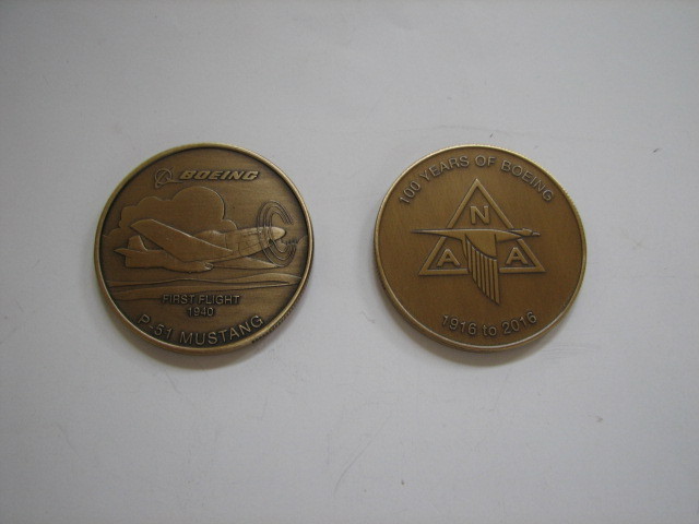 P-51 Mustang Challenge Coin Boeing 100th WWII Fighter B-17 Bomber Escort NAA