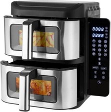 11L Dual Basket Air Fryer – Cyclone Fan, 2x5.5L Baskets, Slim Vertical,