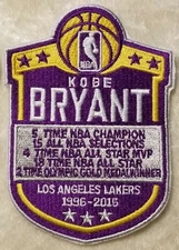 Kobe Bryant Commemorative 4" LA Lakers Iron On Embroidered Patch~ Free Tracking!