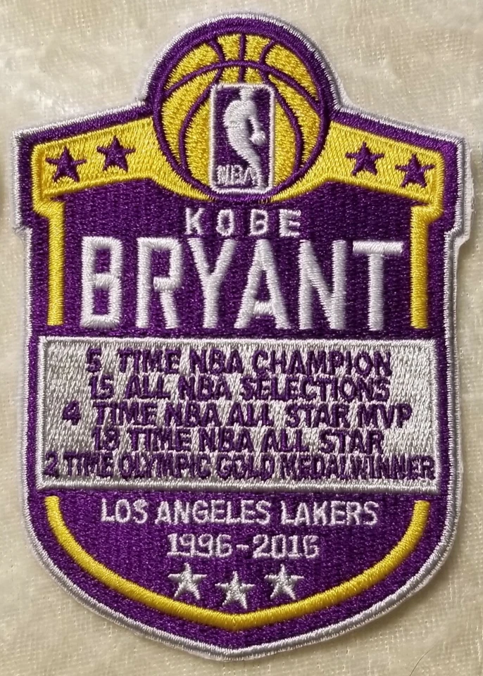 Kobe Bryant Commemorative 4" LA Lakers Iron On Embroidered Patch~ Free Tracking! - Image 1 of 1