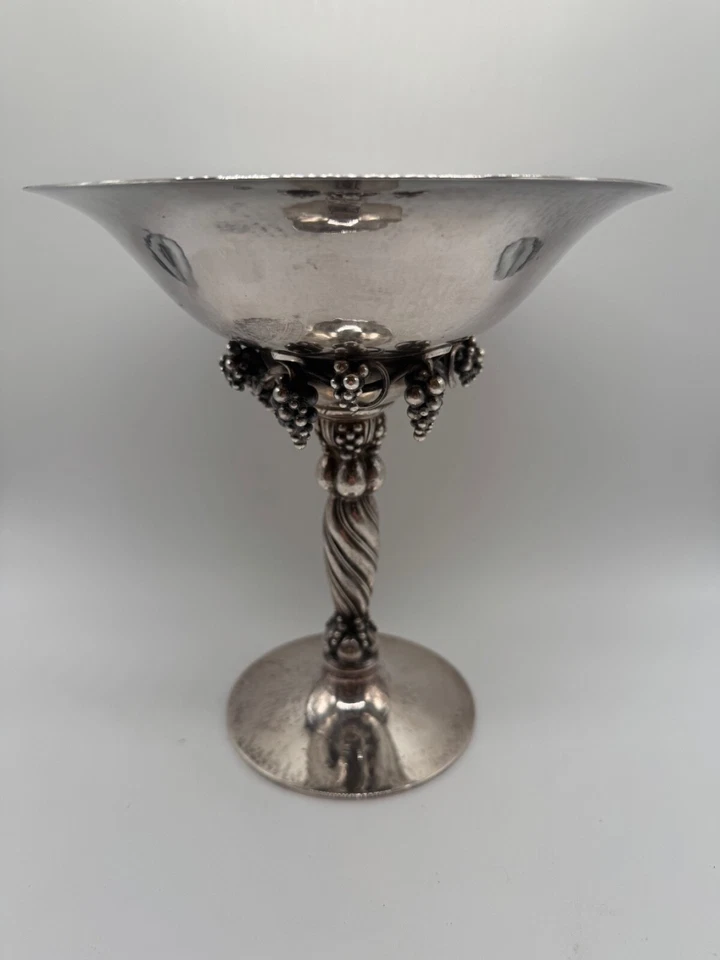 Antigua compota de uva Georg Jensen de plata de ley 263B Tazza circa 1915-1930 Foto 4 de 4