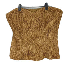 VTG Bustier Corset Lace Sleeveless Tube Top Sz 10 M Gold Floral 90's
