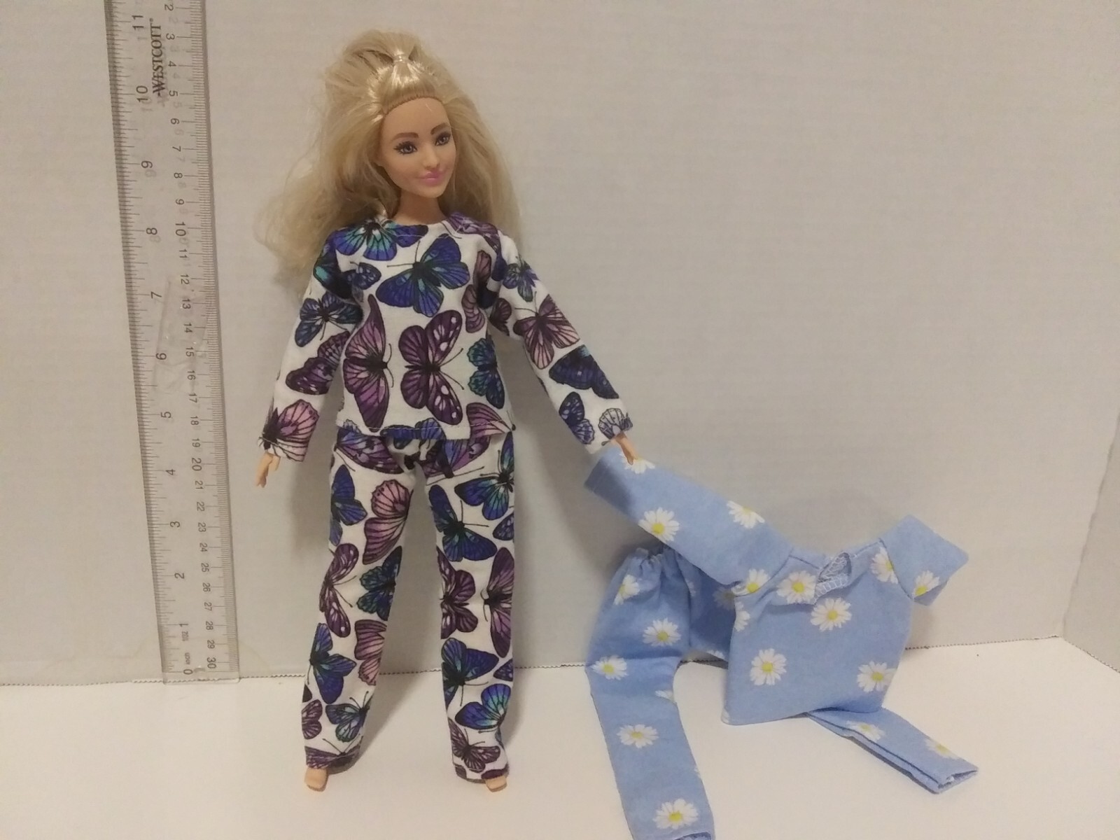 Handmade To Fit Curvy  Size B Doll- Lot  2 Pr Flannel Pajama