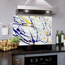 Glass Splashback Kitchen Panel Backsplash ANY SIZE Abstraction Paint Splash Art