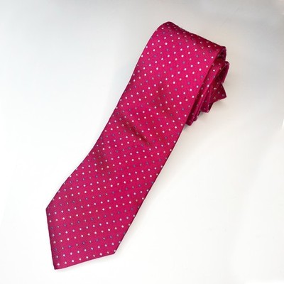 CHARLES TYRWHITT Men's 100% Silk Skinny Tie - Magenta/Pink Polka Dot Pattern