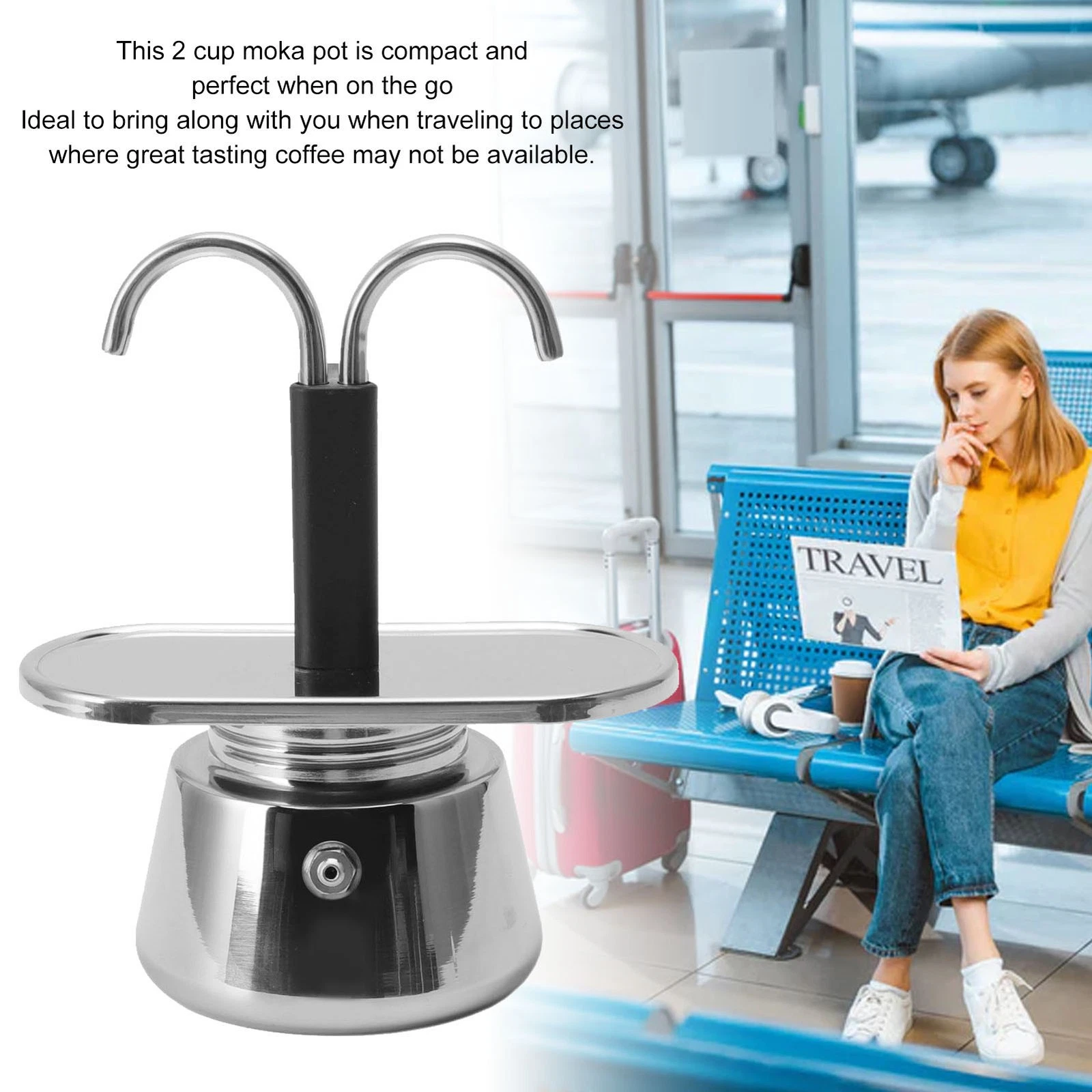 Double Head Coffee Pot 100ml Stainless DIY Double Head Stovetop Coffee Maker Pot