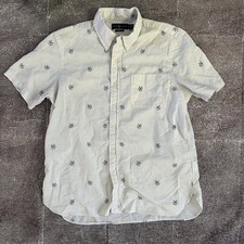 Men's Polo Ralph Lauren Seersucker Navy Blue White Striped Button Up Shirt Sz L