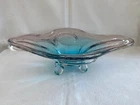 Art glass Murano? vtg centerpiece footed bowl dish bullicante controlled bubbles