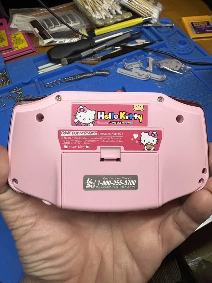 Backlit IPS V2 Hello Kitty Pink Nintendo Gameboy Advance cartridge GBA pouch - Image 3 of 4