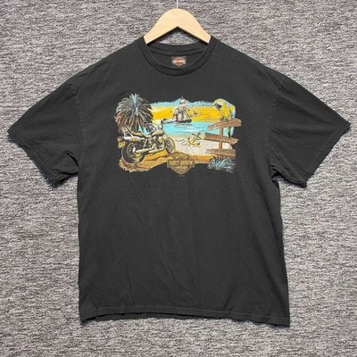 Harley Davidson Grand Cayman Motorcycle Graphic T Shirt Mens XL Black 2012 Biker