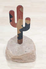 Vintage Southwest Painted Metal Saguaro Cactu...