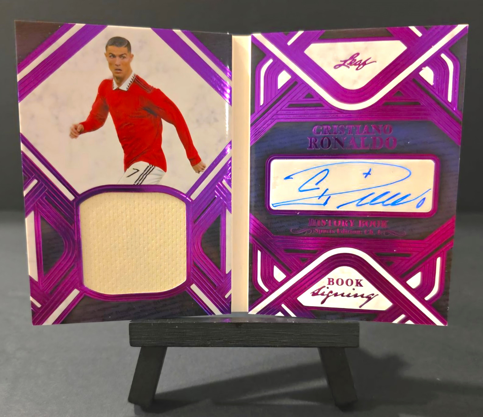 2023 Leaf History Book Cristiano Ronaldo Auto Patch /5 Book Signing Platinum 2/5