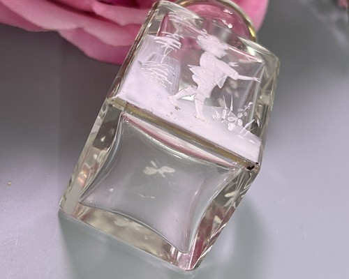 Antique Mary Gregory Type Perfume Cologne Bottle Cut Glass White Enamel 4 3/8”H - Picture 18 of 24