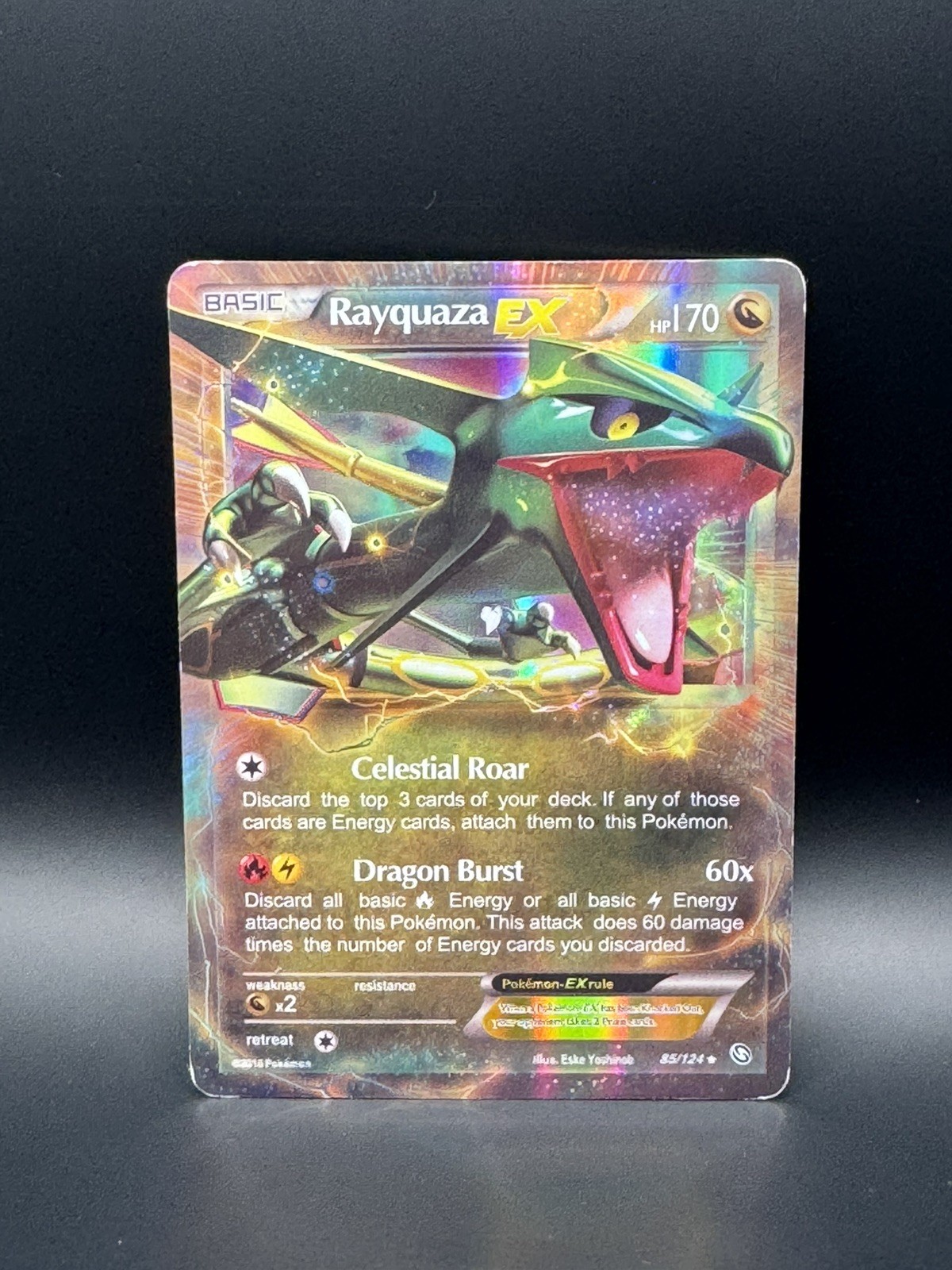 Rayquaza EX - 85/124 - Pokemon Dragons Exalted Black & White Ultra Rare Card LP