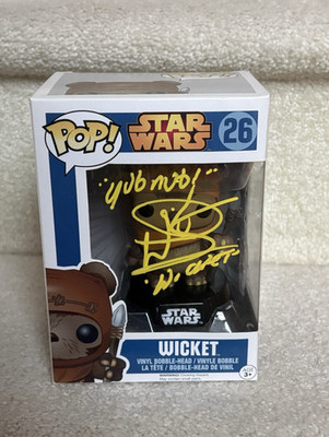 Warwick Davis Wicket Signed Funko Blue Box W/ Character Name & Quote