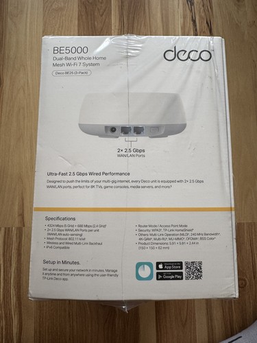 TP-Link BE5000 Dual-Band Whole Home Mesh Wi-Fi 7 System (Deco BE25) 3 Pack - New - Picture 4 of 7