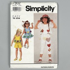 Simplicity Pattern 7302 Girls Six Flared Skirt Shorts Pants Scallop Top 3-6X Cut
