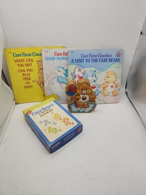 VINTAGE CARE BEARS SECRET BEAR WOOD FIGURE  BOOK CARD GAME LOT 