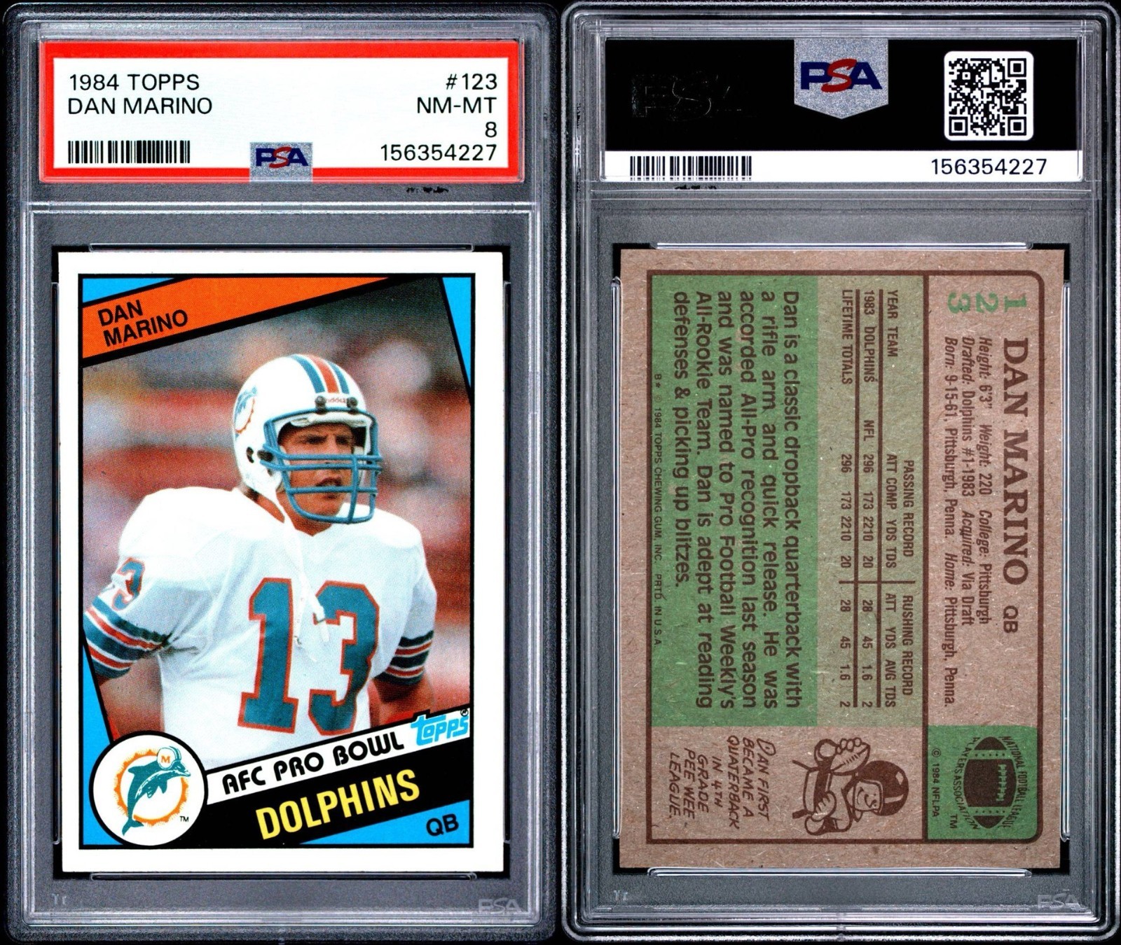 1984 Topps - Dan Marino #123 (RC - ROOKIE) PSA 8 NM-MINT !!! view 1