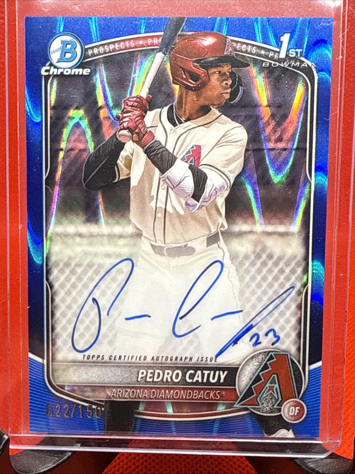 2025 Bowman Chrome Pedro Catuy 1st Bowman Blue Seismic -/150 Auto Arizona Dbacks