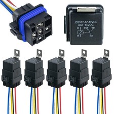 5 Pack 12V DC 40/30 AMP Waterproof Relay Harness Tinned Copper Wires 5-PIN SPDT