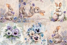 Easter Rabbit Floral | A4 Rice Paper | Paper for Decoupage | LaBlanche