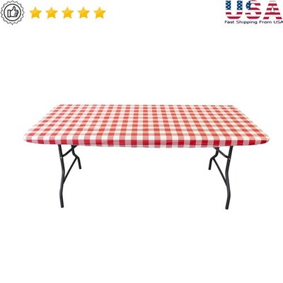 Elastic Fitted Vinyl Table Cover Waterproof Flannel Backing Events Picnics New