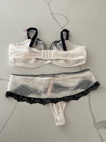 Victoria’s Secret DREAM ANGELS Bra & Panty Set White & Black 36DD/Medium NWT