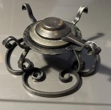 Chafing Warming Dish Fondue Burner 6-piece 3 Legged Stand From Switzerland Vtg