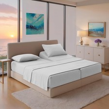 Queen Size Egyptian Cotton Sheets 1200 Series 4 PC Silver Grey Stripe THREAD