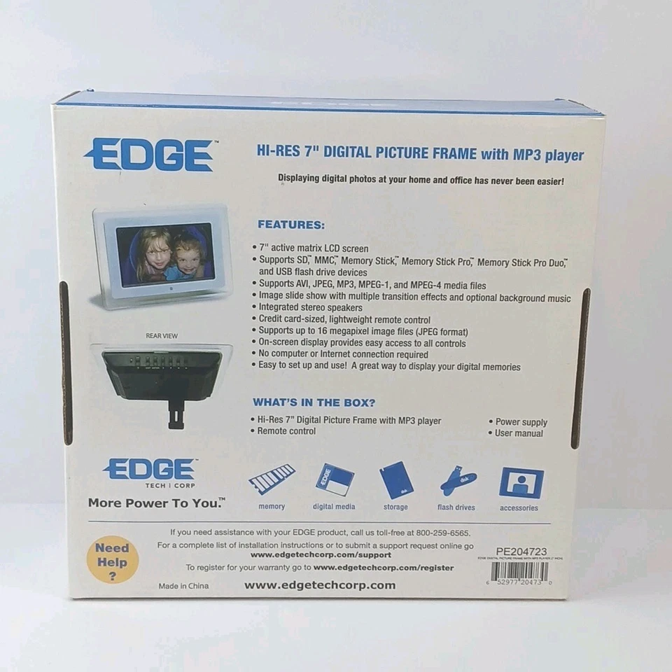 Digital Picture Frame Hi-Res 7" LCD MP3 Player - Remote Control 16MP Easy Setup - Image 3 of 4