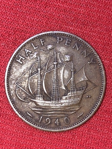 1949 Great Britain Half Penny Coin - Picture 2 of 2