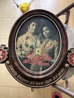 VTG Stroh's Beer African American Couple Light Sign Oval Barware 70s Lions READ