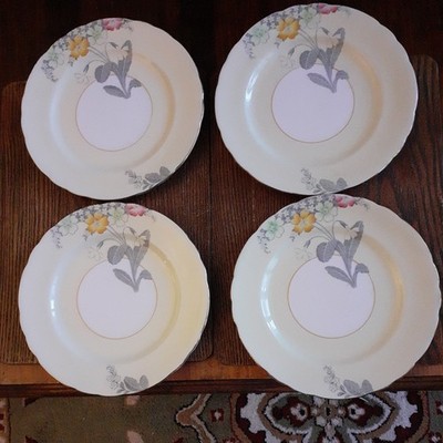 Vintage Art Deco Aynsley 4er Set Bone China Salatteller c277/5 7 1/4 Zoll Durchmesser