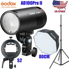 Godox AD100ProII Pocket Outdoor Flash S2 Bracket 80cm Umbrella Softbox Stand kit
