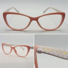 Betsey Johnson Pink White Polka Dot Cat Eye F...