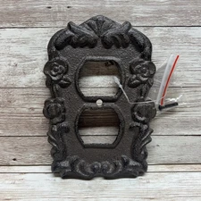 Vintage Cast Iron Brown Black 2 outlet Wall Plate Switchplate Cover Antique
