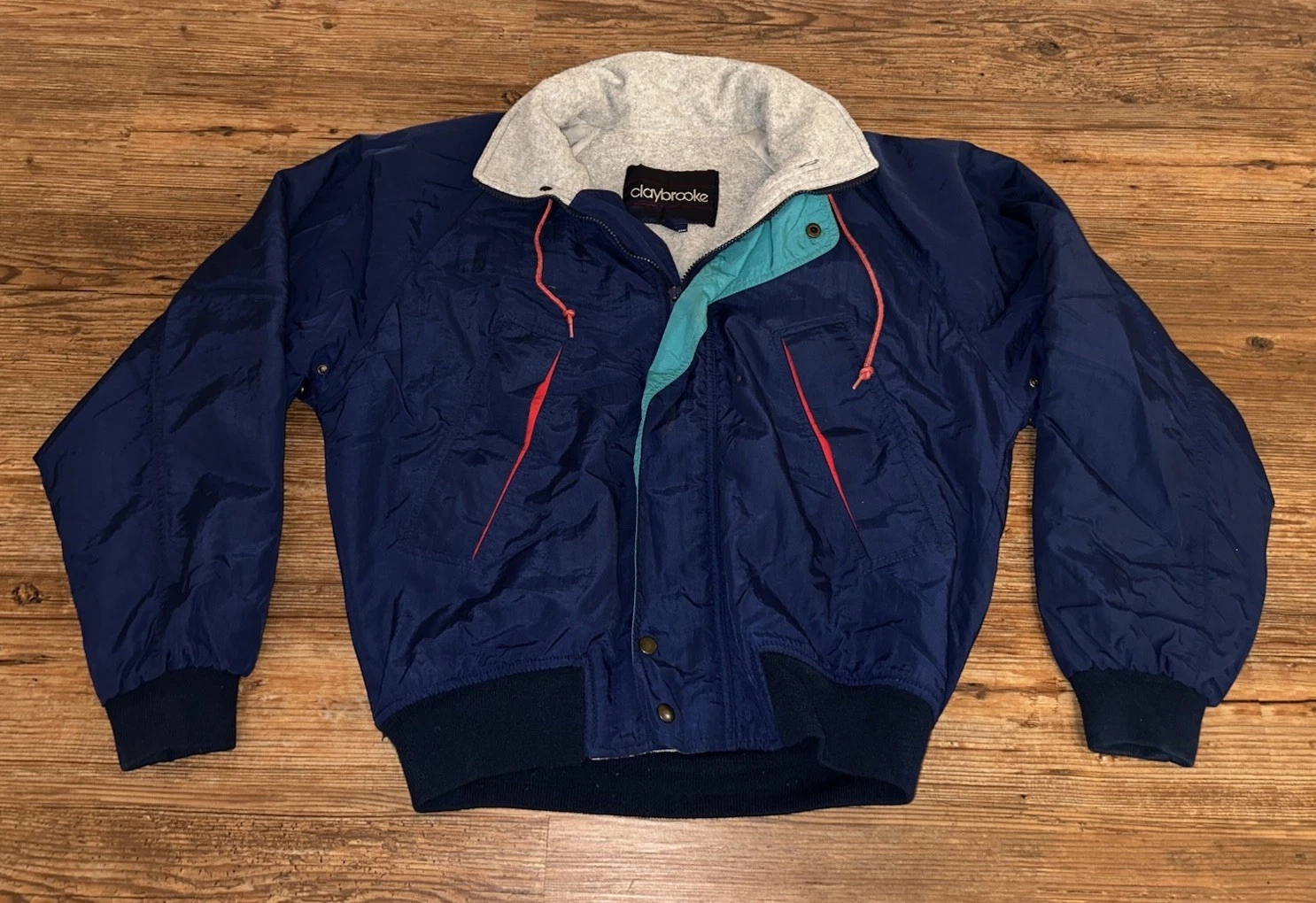 VTG Claybrooke Sport Windbreaker Jacket Mens M Blue Colorblock Track 90s