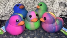 Authentic Sunny Days Jumbo Squeezy Duck Squishy Stress Toy NEW Rainbow Tie Dye