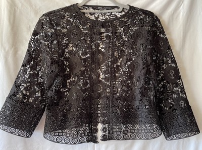 ZARA Shorter Cut Black Lace Shrug Bolero Cardigan, Women's S, Worn Briefly  Mint!
