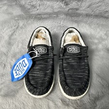 Hey Dude Wally Youth Stretch Walking Shoe J1 Black Slip On Lightweight 40050-001