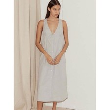 Deiji Studios Tuck Tie Midi Dress Women's XL Dream Stripe Organic Cotton NWT