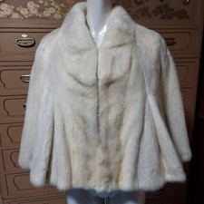 Real White Mink Fur Cape Ivory Soft Trimmed 58cm Length Used