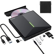 External CD/DVD Drive for Laptop, 4 USB Ports  2 SD/TF Slots