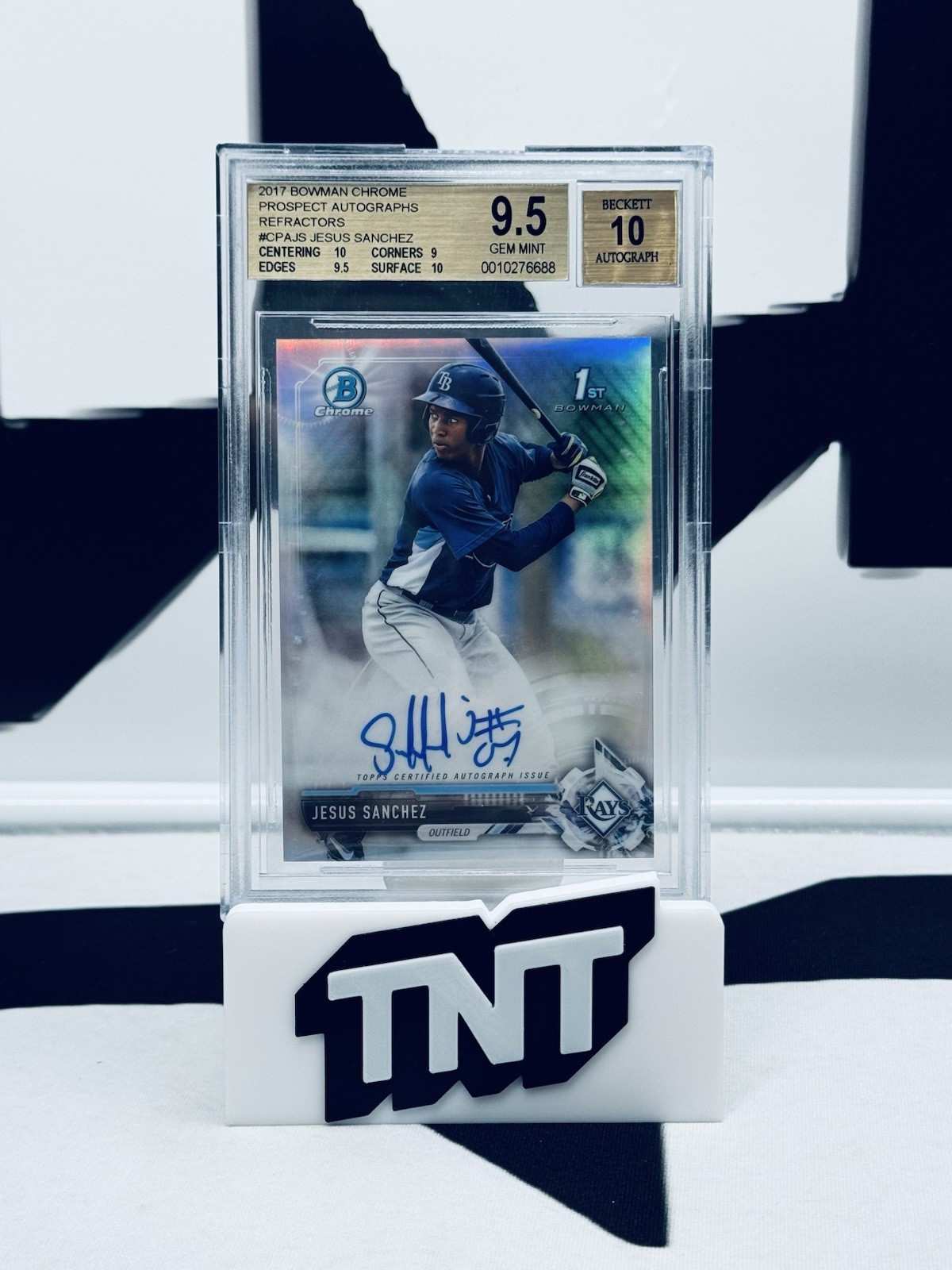 Jesus Sanchez 2017 Bowman Chrome 1st Refractor Auto /499 BGS 9.5 Auto 10